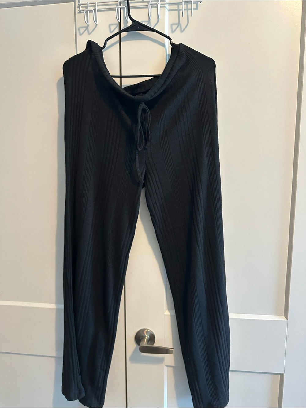 2 piece Black Ribbed Drawstring Lounge wear